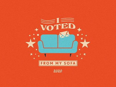 I voted from my sofa branding design flat graphic design illustration illustrator mail sofa sticker typography voted