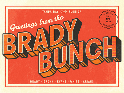 Greetings from the Brady Bunch brady branding buccaneers design flat graphic design illustration illustrator lettering postcard super bowl tampa bay typography