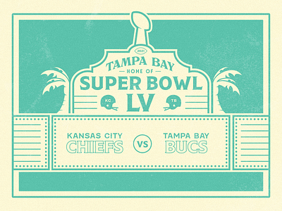 Super Bowl LV. branding buccaneers chiefs design flat graphic design illustration illustrator kansas city lettering postcard super bowl tampa bay typography