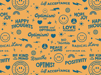 Optimism Co. branding design flat graphic design happy illustration optimism pattern