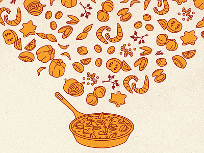 From Start To Served branding branding design cooking design flat food graphic design illustration illustrations paella