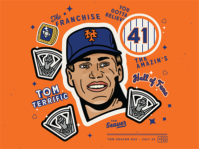 Tom Seaver Day - July 22nd baseball branding branding design design flat graphic design illustration illustrator mets mlb new york nyc tom seaver tom terrific