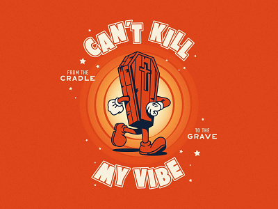 Can’t Kill My Vibe coffin design flat graphic design halloween illustration illustrator mascot spooky vector walk