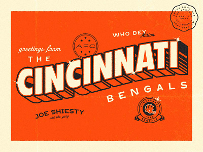 Greetings from the Cincinnati Bengals bengals branding cincinnati design flat football graphic design illus illustration illustrator joe burrow super bowl