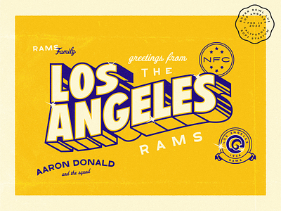 Greeting from the Los Angeles Rams aaron donald branding branding design design flat football graphic design illustration illustrator los angeles rams super bowl