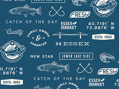 New Star Fish Market branding branding design design fish fish market flat graphic design illustration illustrator logo minimal new star pattern