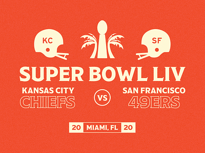 Super Bowl LIV 49ers branding branding design chiefs design flat graphic design illustrator kansas city lettering logo nfl san francisco shadow superbowl typography