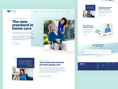 Valor Home Care branding clean design healthcare homecare homehealth nursing ui web design