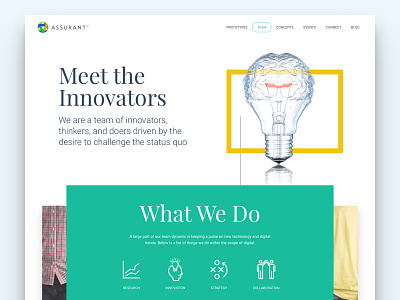 Meet the Innovators clean design geometric innovation landing page shapes team ui ux web web design