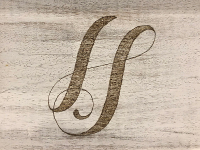 "HS" Wood Burned Monogram calligraphy clean jenga lettering logo monogram pyrography typography wood burning