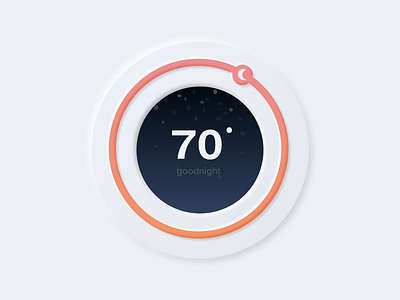 Soft UI Thermostat accessibility accessible adobexd blue climate control coral design minimal navy neumorphism night orange soft ui stars temperature thermostat ui ux white