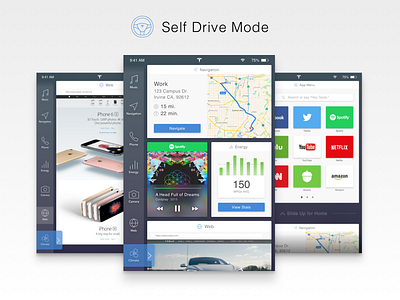 Tesla Interface Redesign - Self Drive Mode app cards interface matt zelazo sketch3 tesla ui