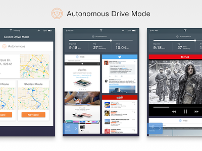 Tesla Interface Redesign - Autonomous Drive Mode app cards interface matt zelazo sketch3 tesla ui