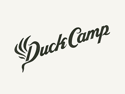 Duck Camp duck logo script wing