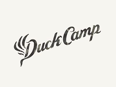 Duck Camp Logo camo camouflage duck hunting lettering script wing