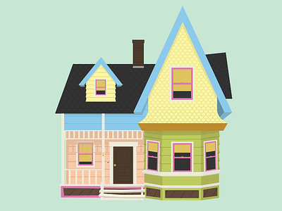 Pixar's Up House colors flat house illustrator pixar up