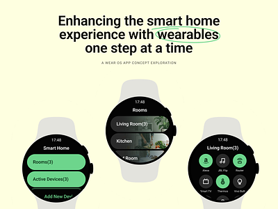 Smart Home - Wear OS Concept Exploration google watch material design pixel watch smart home smart watch ui uiux wear os wearables