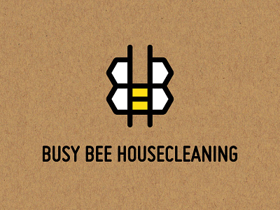 Busy Bee Housecleaning Logo animal bee brand branding design house cleaning icon identity logo mark typography yellow