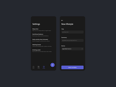 Daily UI #007 / Settings applewatch dailyui darkmode design lifestyle settings ui ux