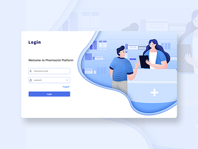 Login Page Illustration-Pharmacist Platform design doctor health healthcare login login page web