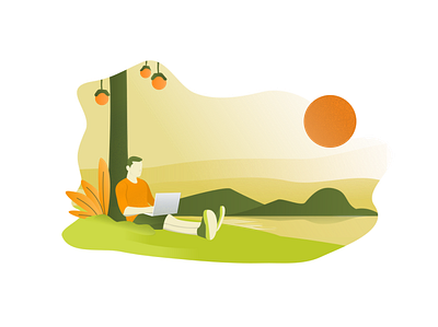 Work From Tree covid19 flat fresh illustration vector work