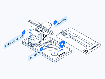 Isometric Illustration Food Delivery Company