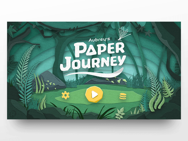 Paper Journey forest game homepage papercut process typography