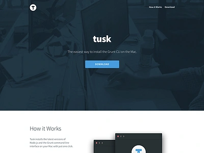 Tusk Landing Page front end grunt javascript landing landing page layout mac app node.js os x tusk ui