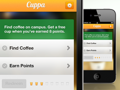 Cuppa (WIP) coffee geo location iphone orange uo