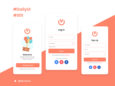 Daily UI 001 - Sign Up Design Mobile Apps #DailyUI adobexd app figma mobileappdesign sign up ui