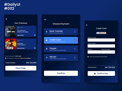 Daily UI 002 - Credit Card Checkout adobexd app checkout page credit card checkout creditcard store app ui