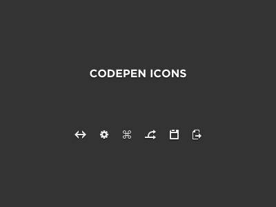 CodePen Icons command dark design expand fork icons run save settings white