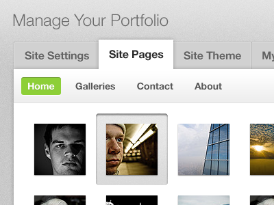 Photography Website UI design grey grid menu nav tab thumbnail ui website white