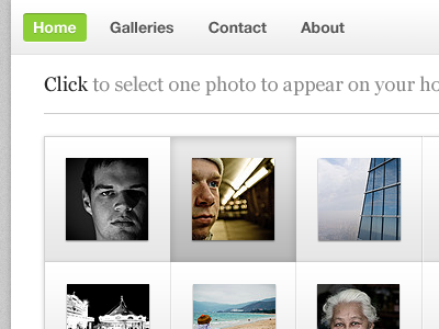 Photography Site UI - Rebound design grey grid thumbnail ui website white