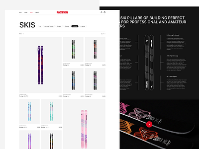 Ski shop e-com concept catalog e com e commerce freestyle illustration mountain ski product page ski snowboard ui ux uxui web webdesign