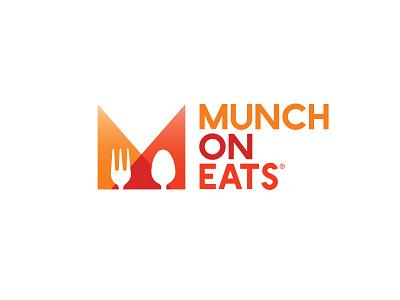 Munch On Eats Logo delivery food fork icon knife letter logo m spoon spotlight togo type