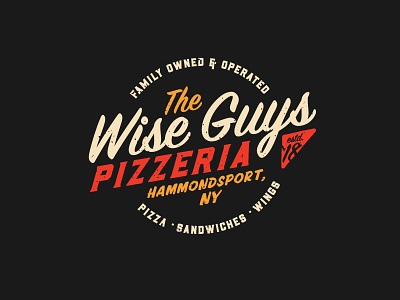 Wise Guys Pizzeria branding design food logo paint pizza sign