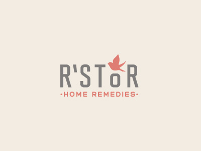 R'stor Logo bird health home icon logo medical remedies typography