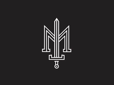 MI Sword Logo clothing lines logo simple sword type
