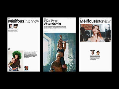 Melifous Interview art direction artist design digital design fka twigs interview layout magazine minimal modern photography singer type typography ui web website white space