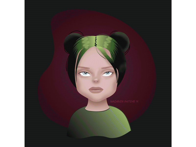 Billie Eilish animated gif animation billie eilish design gif illustration portrait