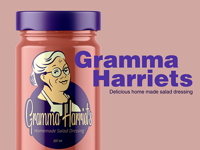 Gramma Harriet's Logo drawing grandma illustration illustrative logo salad dressing salad dressing logo sauce sauce logo