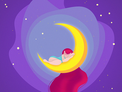 Sleeping on the Moon drawing illustration moon moon cartoon moon girl moon illustration sketching