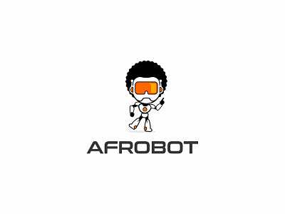 AFROBOT afro afro logo branding business cartoon company creative dance design game graphic design illustration kids logo logo design modern logo robot robot logo tech tech logo