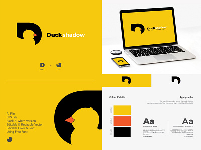 Duck Shadow Logo agency agent agents animal animals apparel branding business cartoon clothing colorful company concept corporation creative duck duck logo game kids