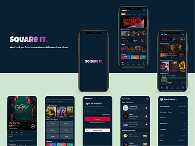 SQUARE IT(Multiple-OTT platforms at one place) case study figma movies netflix ott prime video product prototype square it stream tv shows ui design