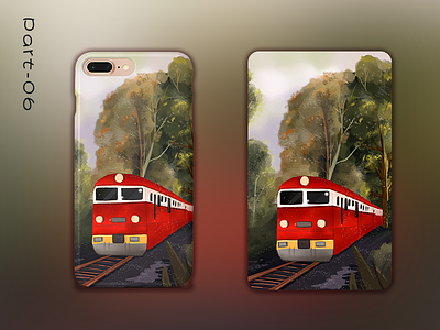 Meet you by train design green illustration nature phone train