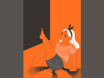 sport-3 illustration 健身 女孩 橙色 灰色 瑜伽 运动