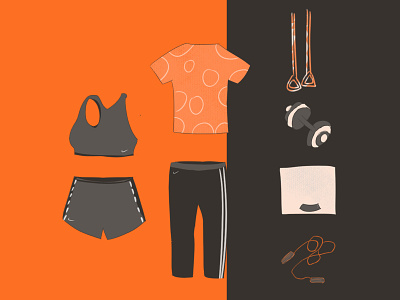 sport-4 illustration 健身 器材 橙色 衣服 裤子 运动