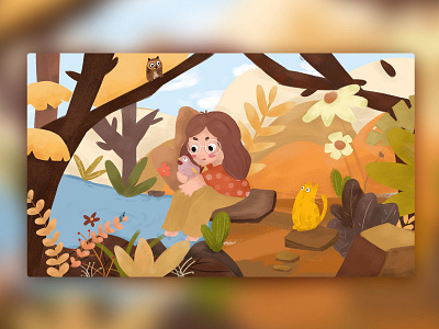 Girl's Adventure autumn forest girl illustration yellows